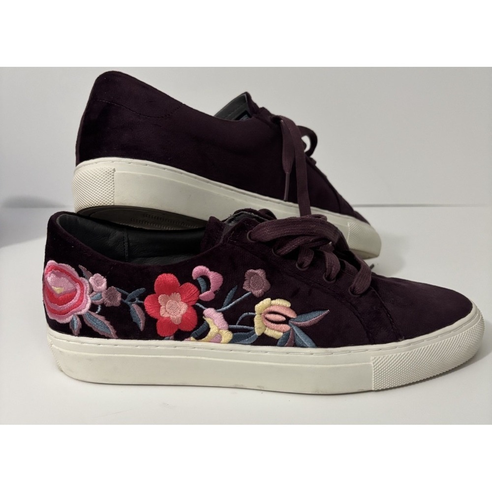 Sketchers Goldie Diamond Darling Floral Embroidered Burgundy Sneakers Size 7
